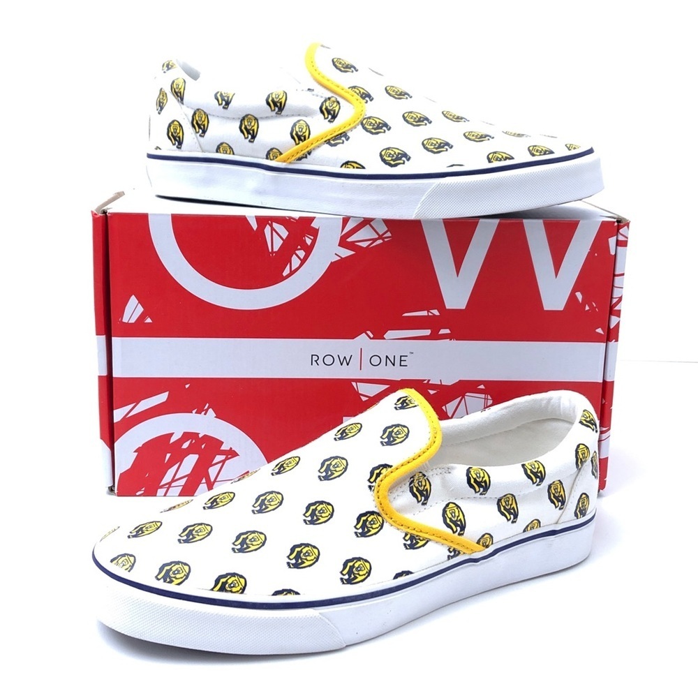 Row One MLB Berkeley Grizzlies Bear White Yellow Canvas Skip On Tennis Shoes NEW